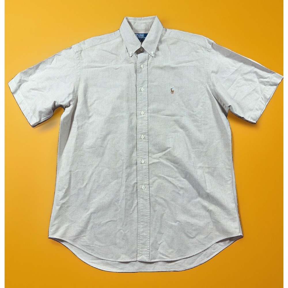 VTG Polo Ralph‎ Lauren BLAKE Shirt Medium Short Sleeve Tan Flesh Pony